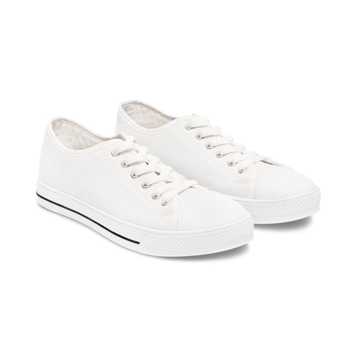Plain white sole women's low top sneakers, front view