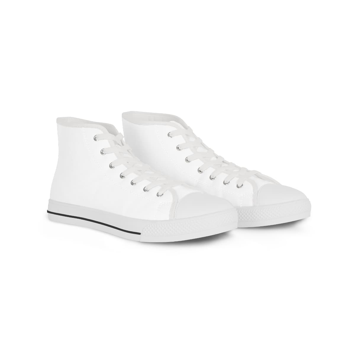 Plain white sole men's high top sneakers, front view