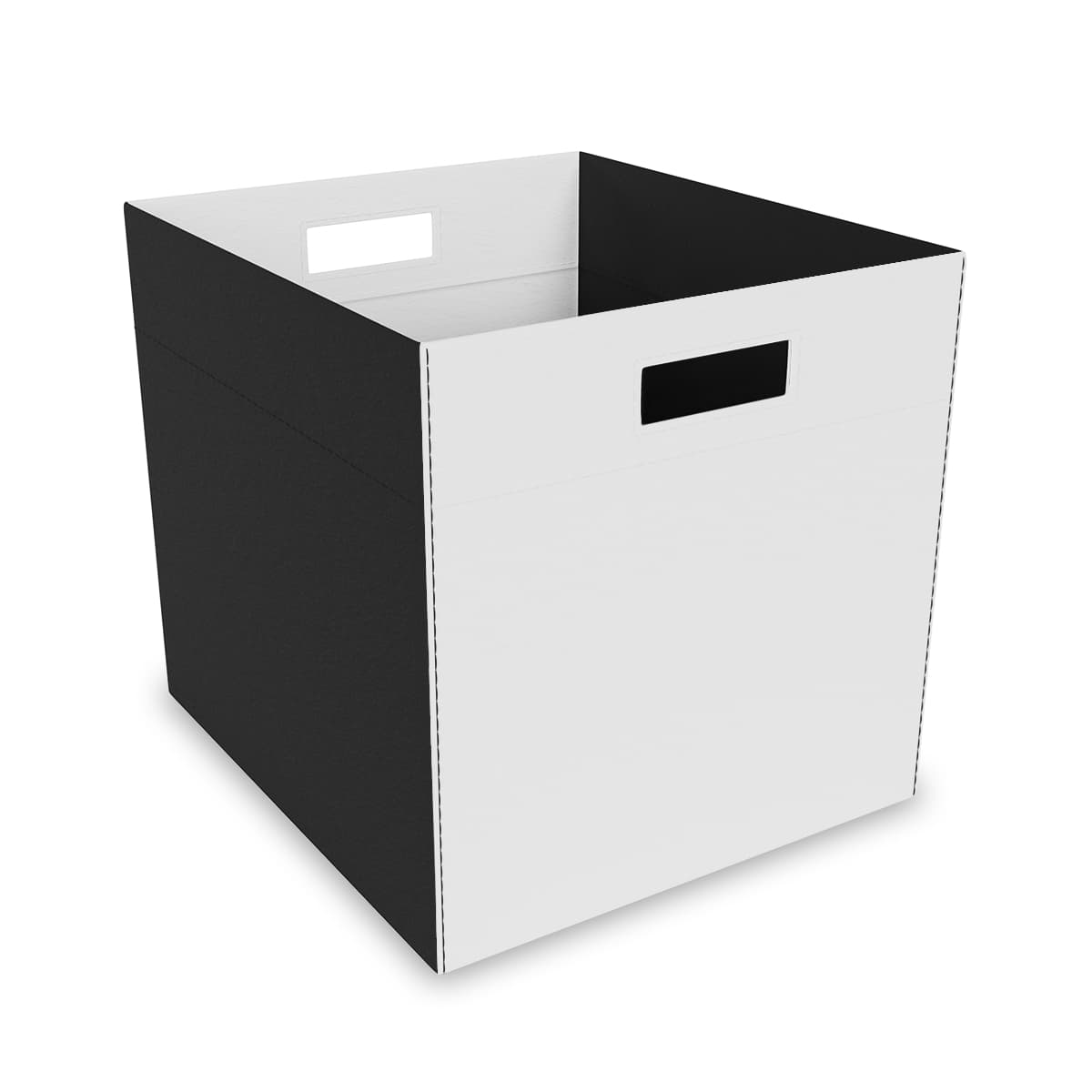 Plain black felt storage box, front view