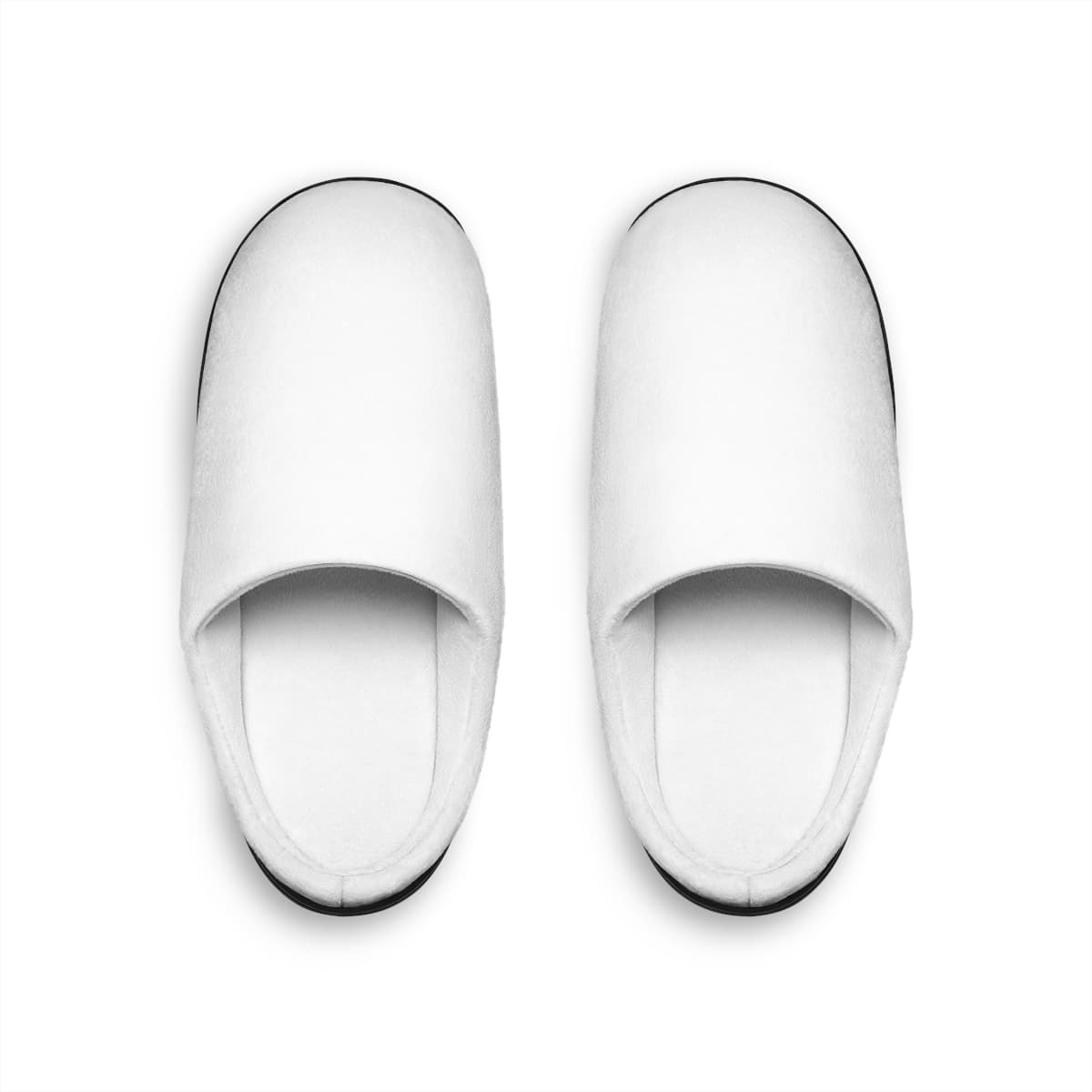 Plain black sole men's indoor slippers, front view
