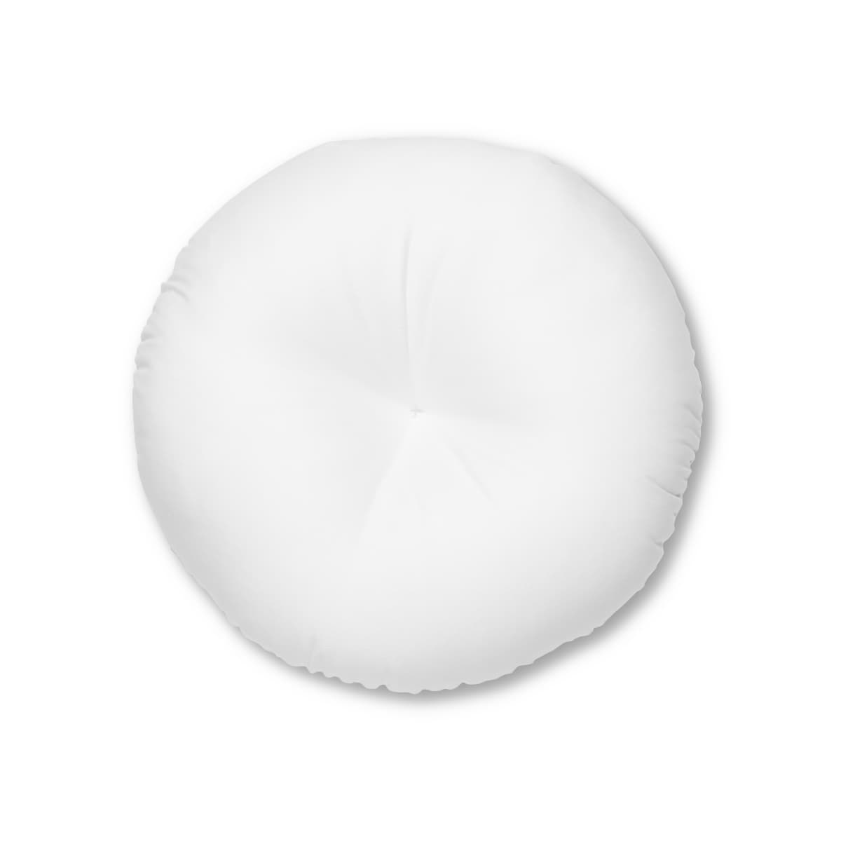 Plain tufted floor pillow, round, front view