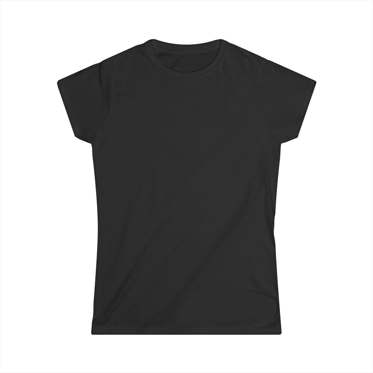 Plain black women's softstyle tee, front view