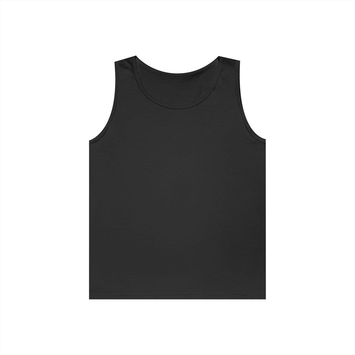 Plain black unisex heavy cotton tank top, front view