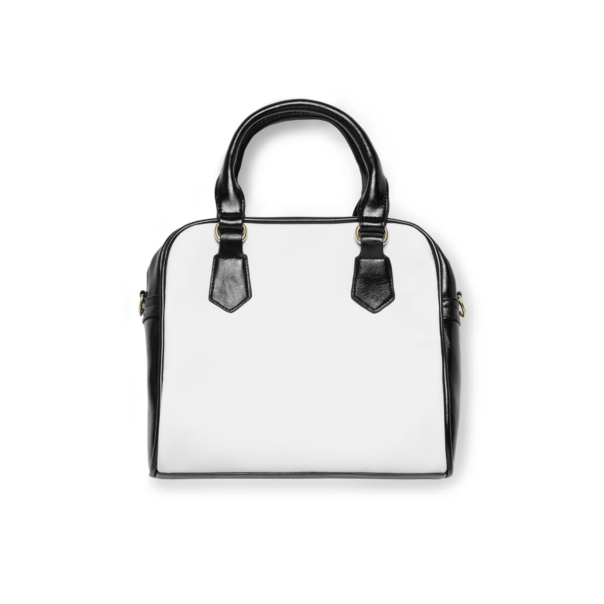 Plain black shoulder handbag, front view