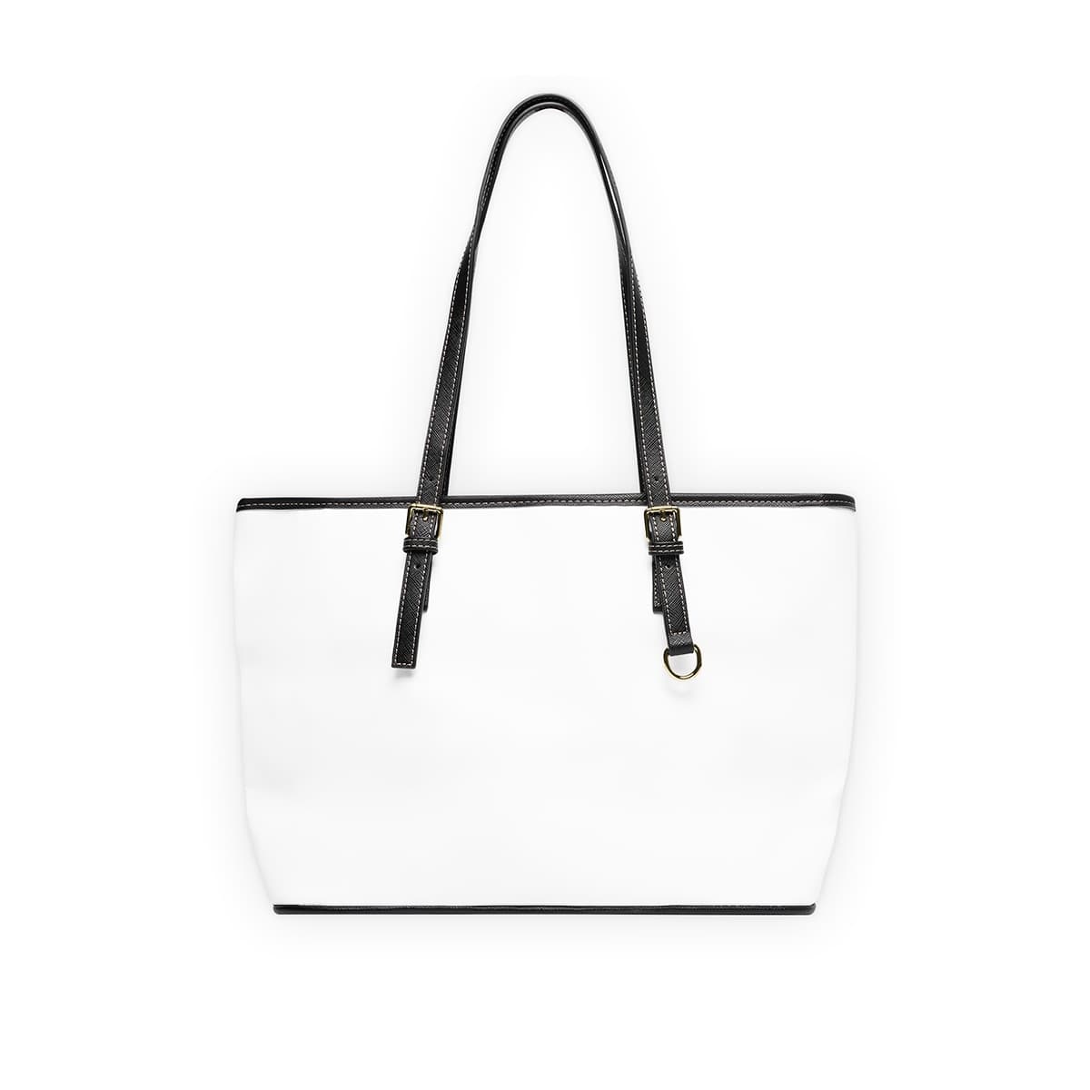 Plain black pu leather shoulder bag, front view