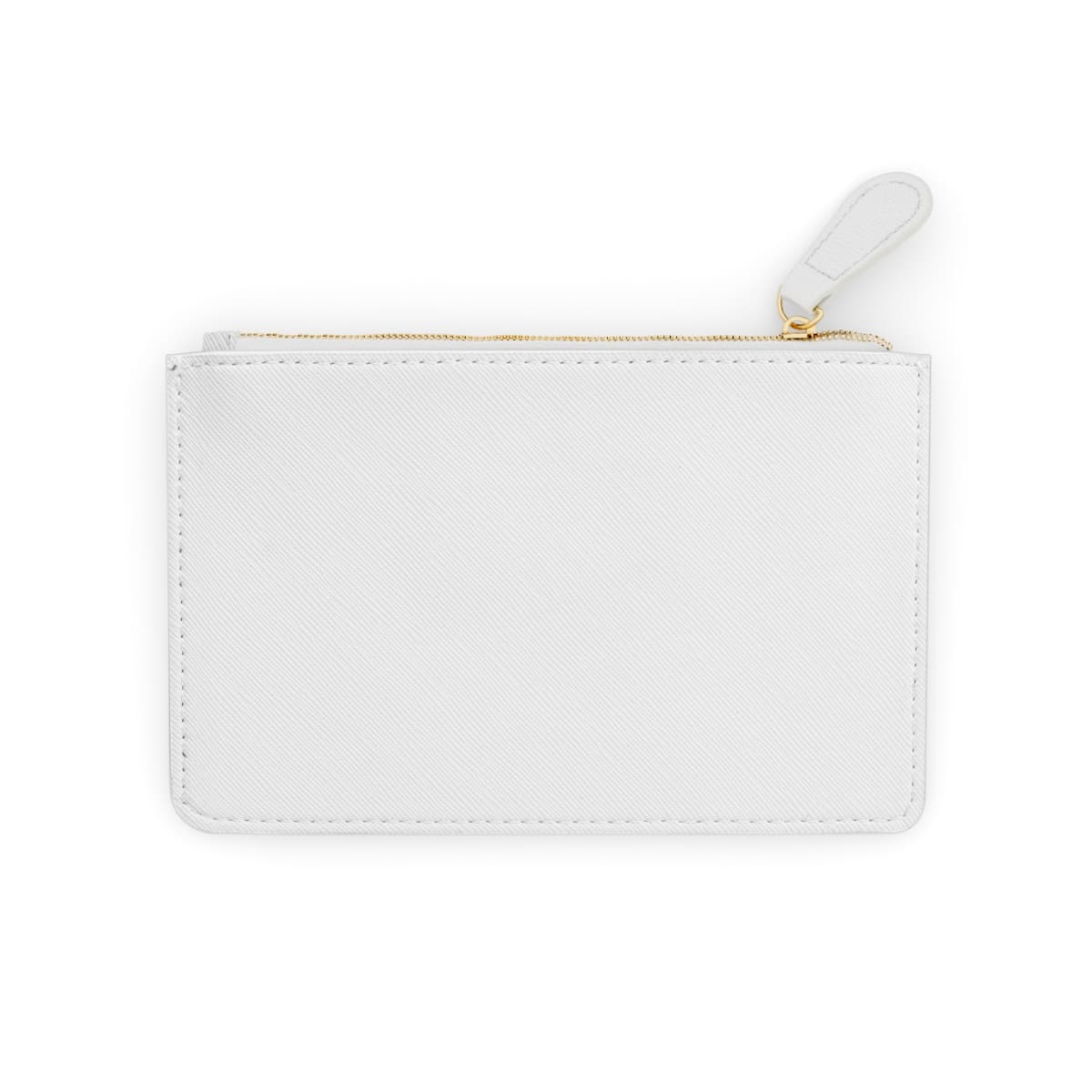 Plain white mini clutch bag, front view