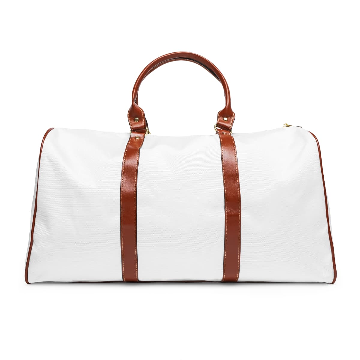 Plain brown waterproof travel bag, front view