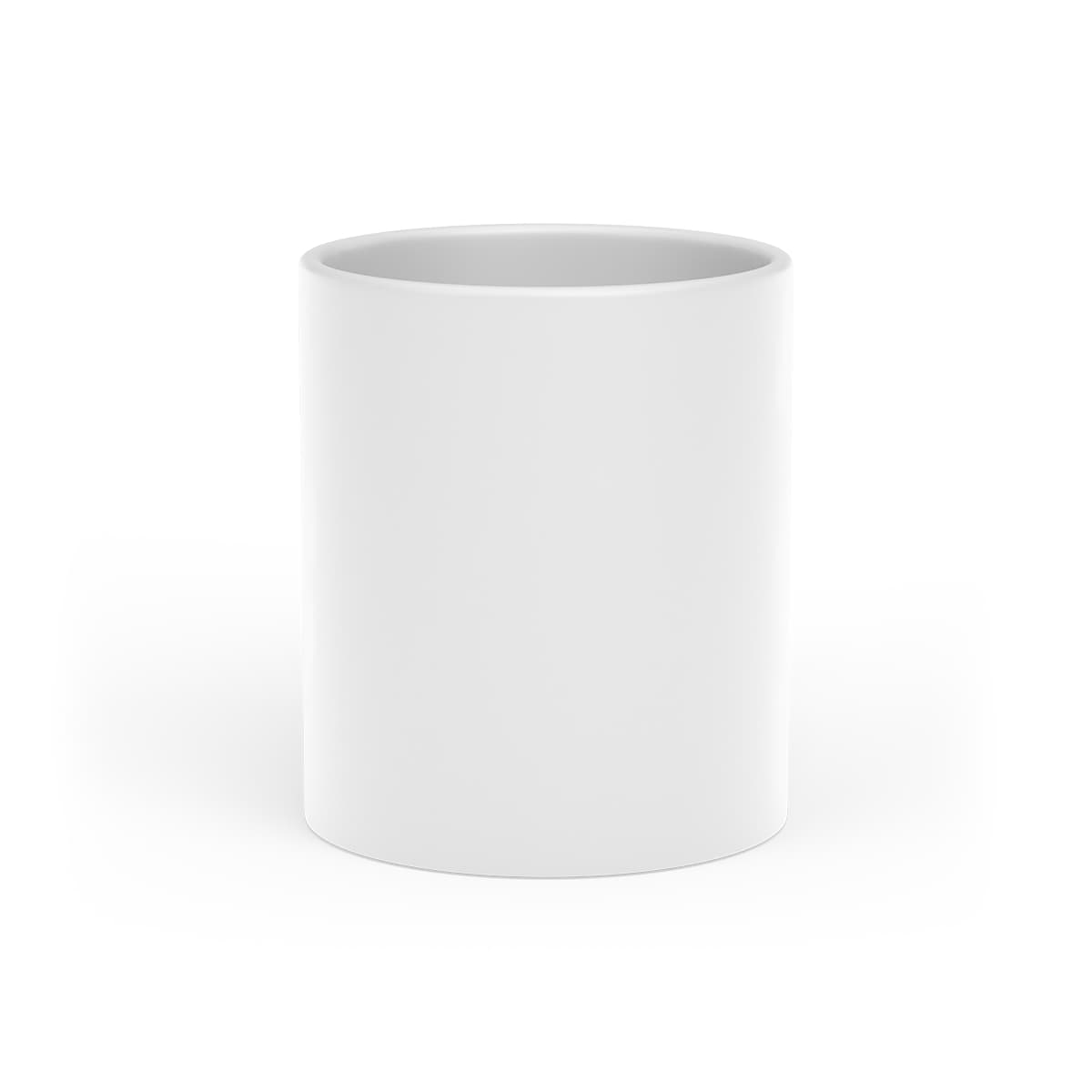Plain white heart-shaped mug, front view