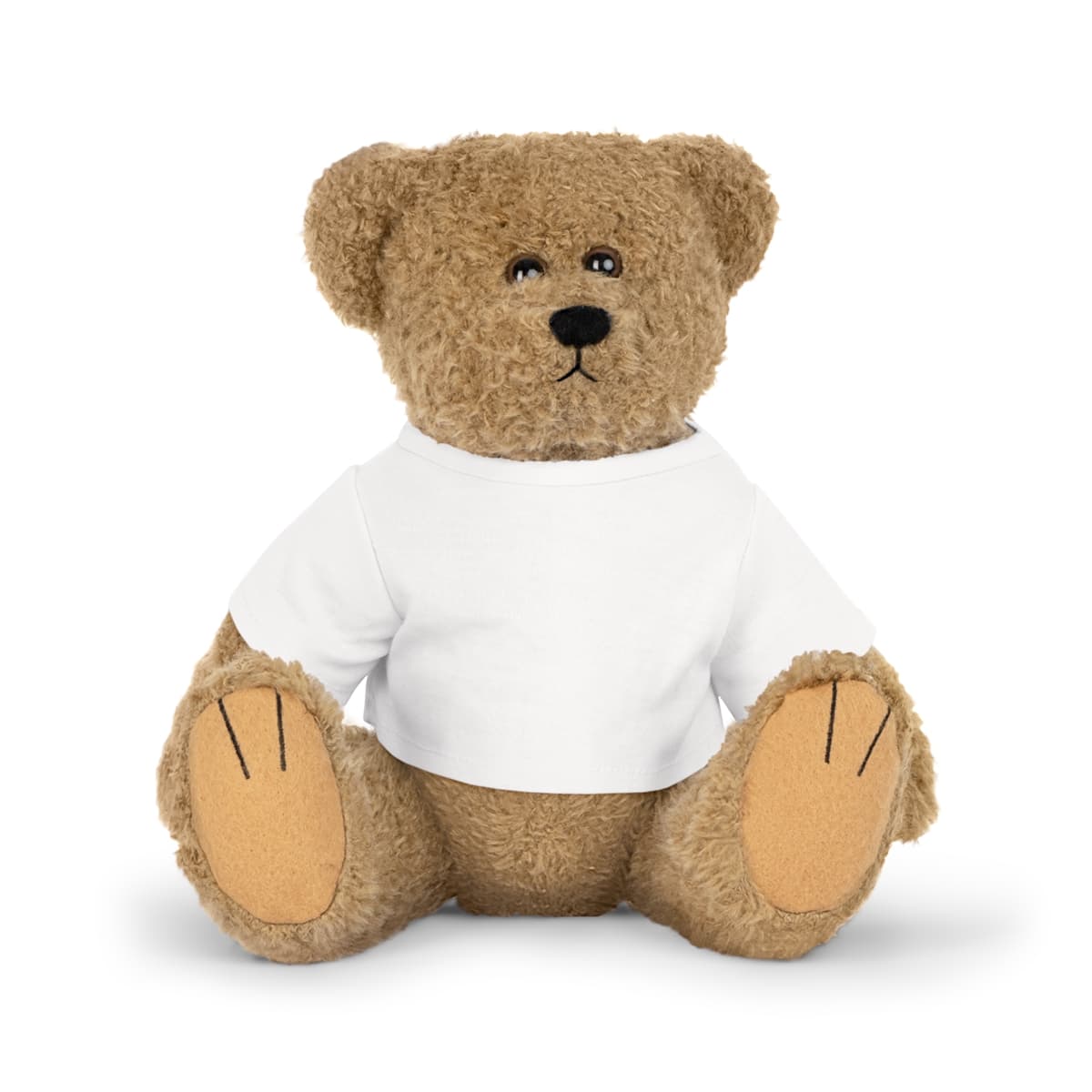 Plain white plush toy with t-shirt, front view
