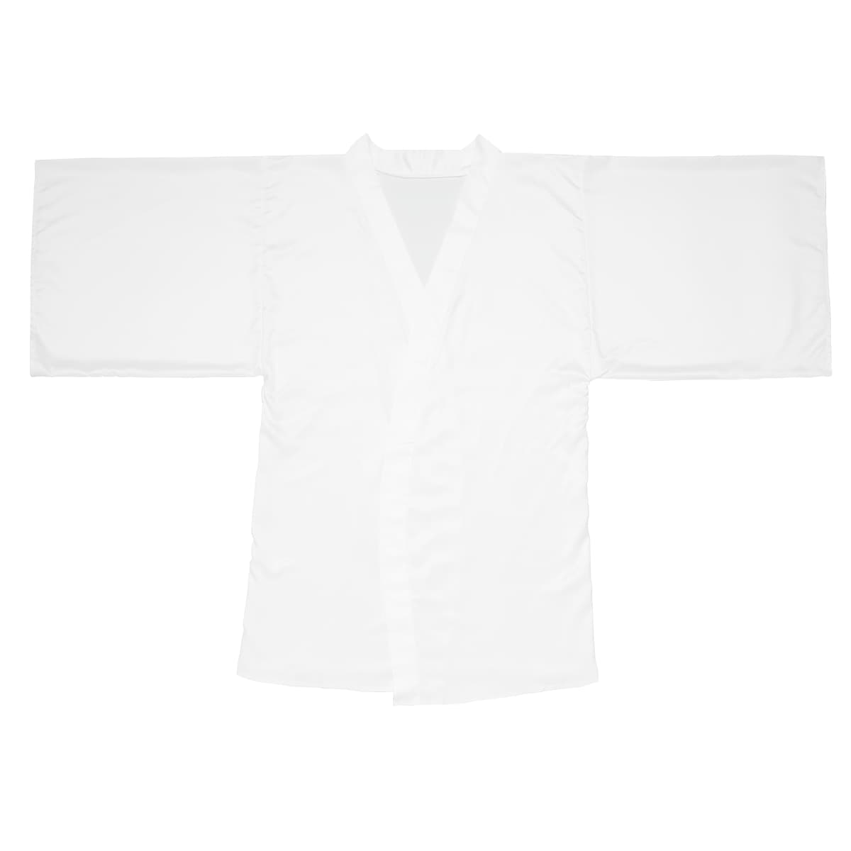 Plain white long sleeve kimono robe (aop), front view