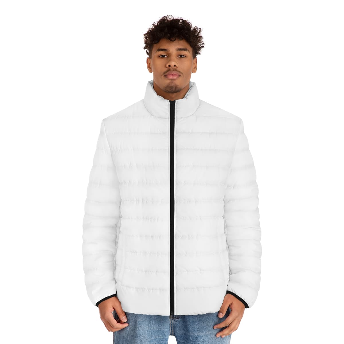 Custom Men's All-Over Print Puffer Jacket with Your Photo or Design