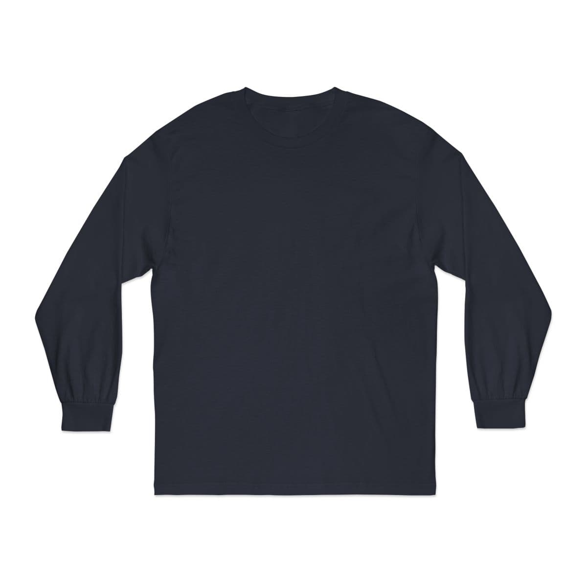 Plain black unisex classic long sleeve t-shirt, front view
