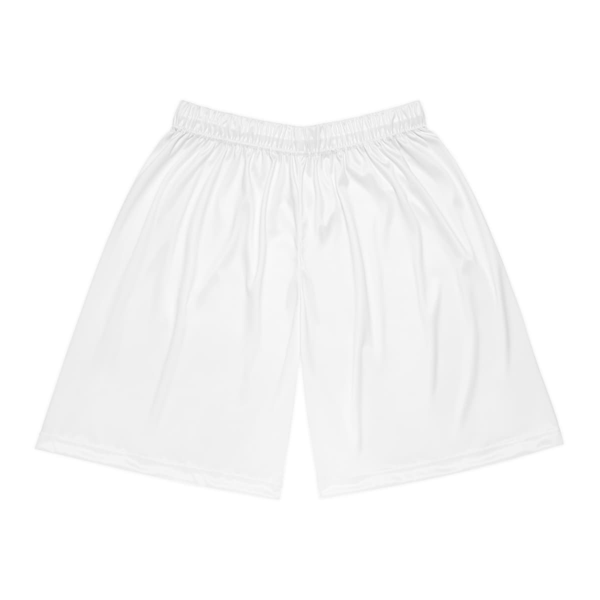 Plain seam thread color automatically matched to design basketball shorts (aop), front view