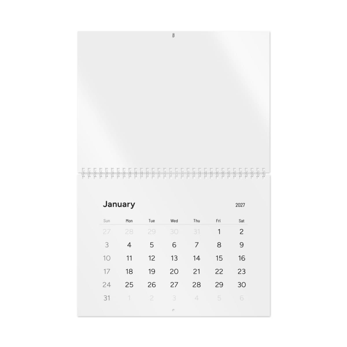 Plain standard wall calendar (2027), front view