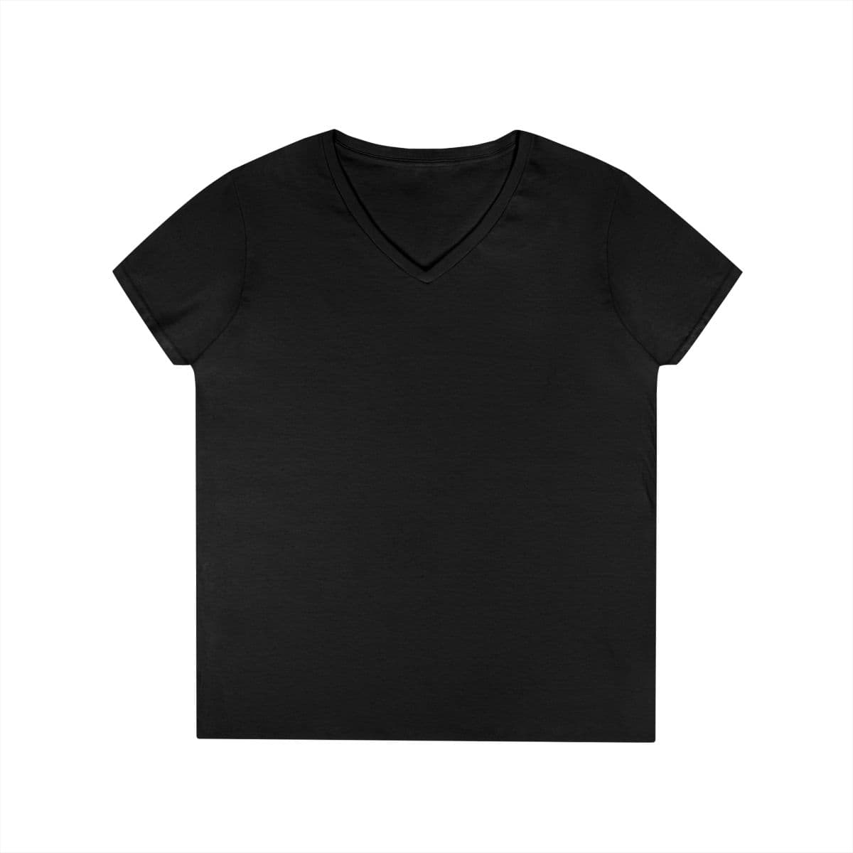 Plain black ladies' v-neck t-shirt, front view