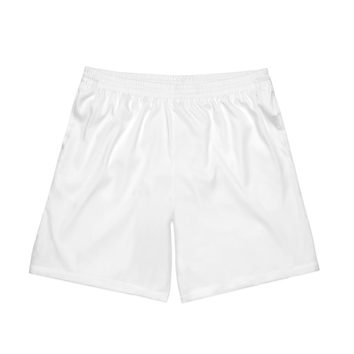 Plain seam thread color automatically matched to design men's elastic beach shorts (aop), front view