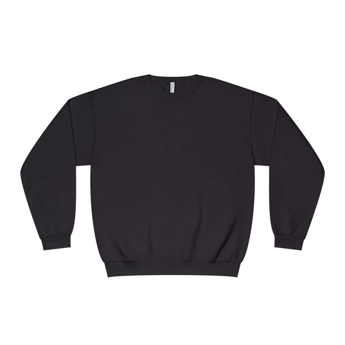 Plain black unisex nublend® crewneck sweatshirt, front view