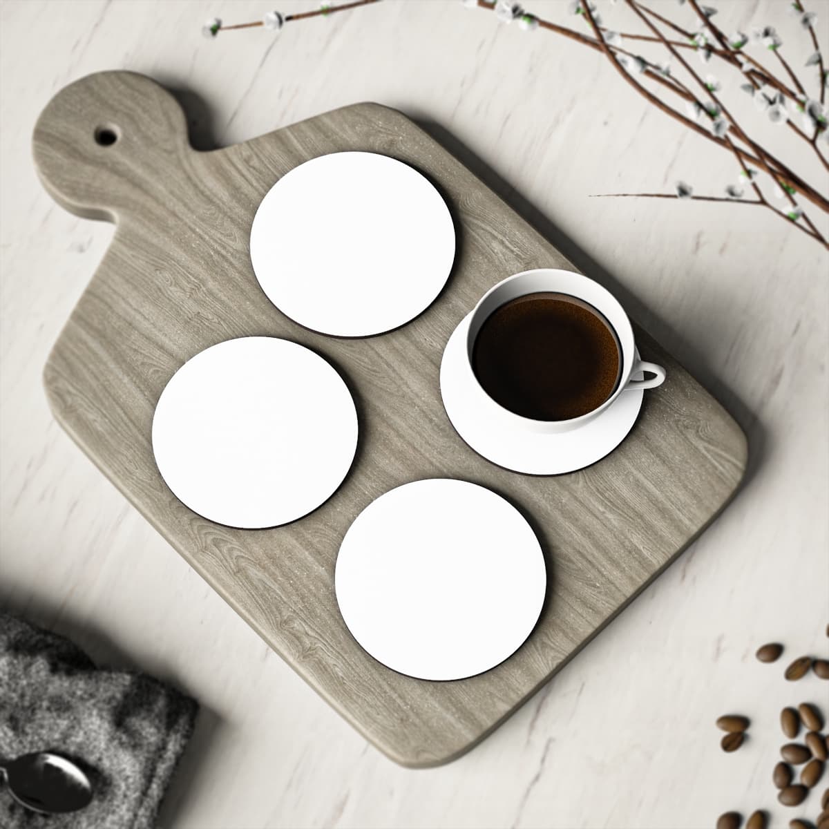 Custom Round or Square Hardboard Coaster with Your Photo or Text