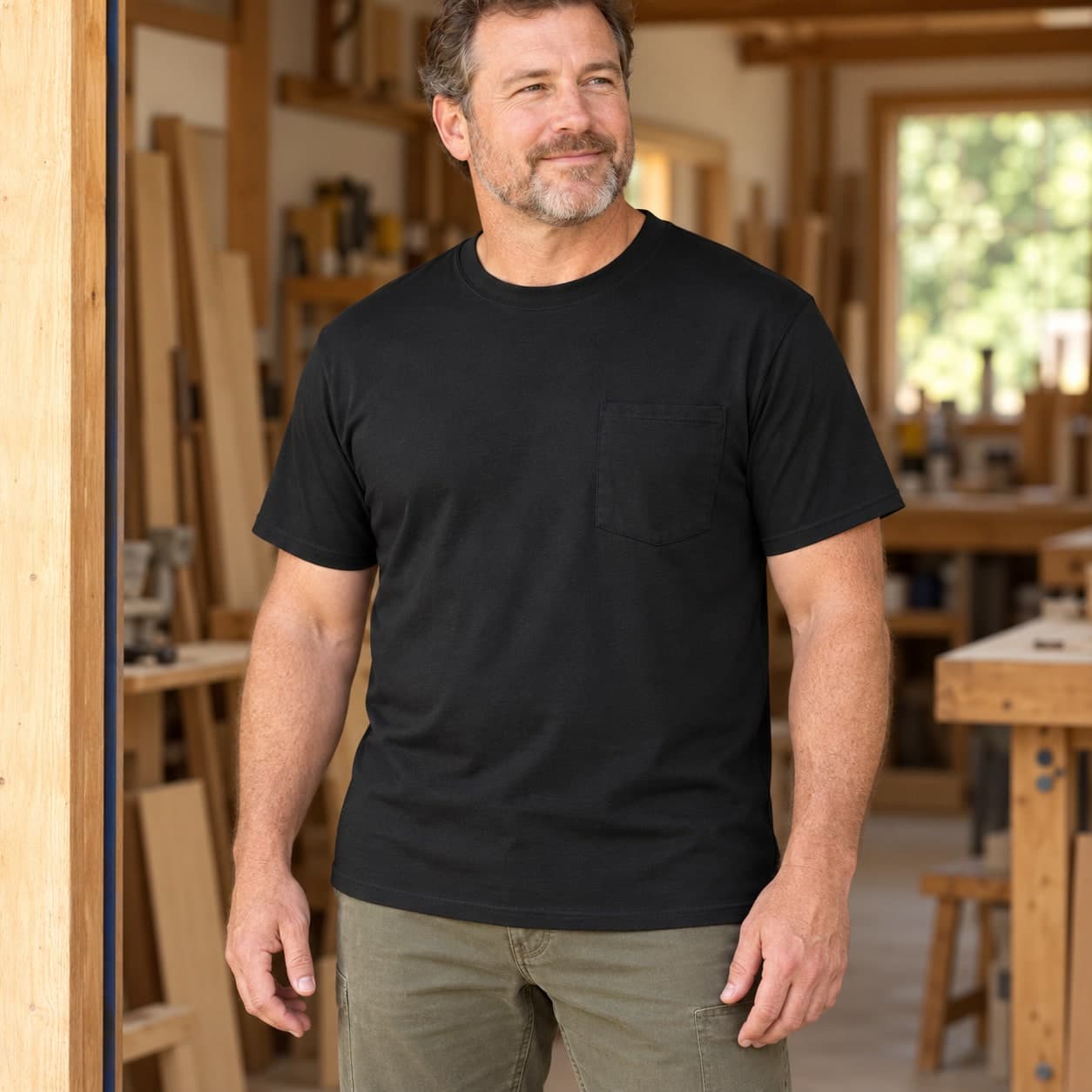 Custom 50/50 Cotton Polyester Pocket T-Shirt with Your Photo or Text