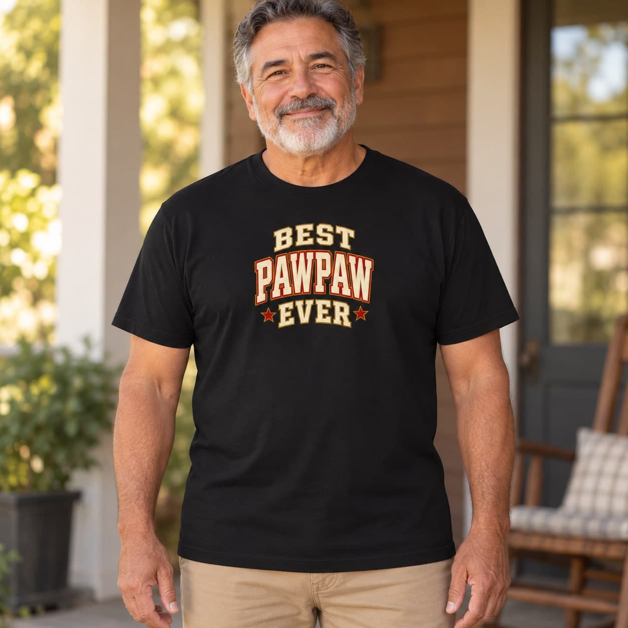 Best Pawpaw Ever T-Shirt – Patch-Style Print Varsity Letters (Bella+Canvas Jersey)