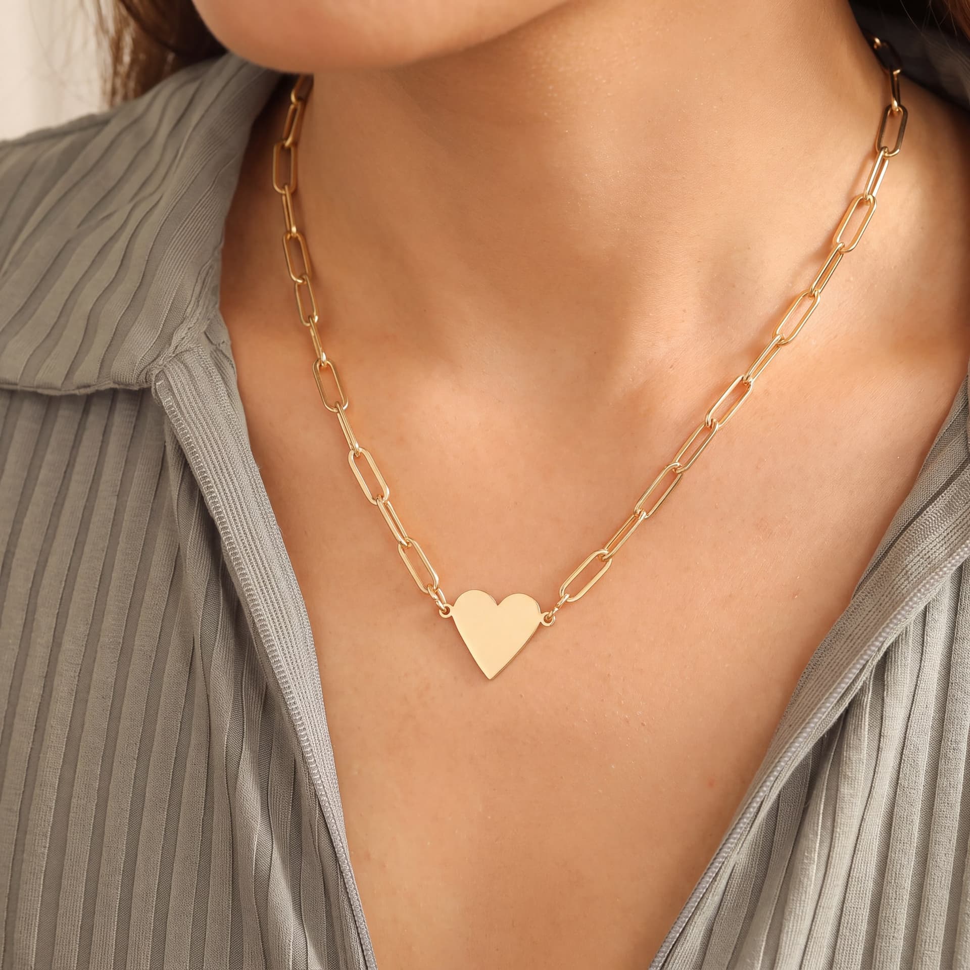Custom Engraved Paperclip Heart Necklace with Your Name or Logo