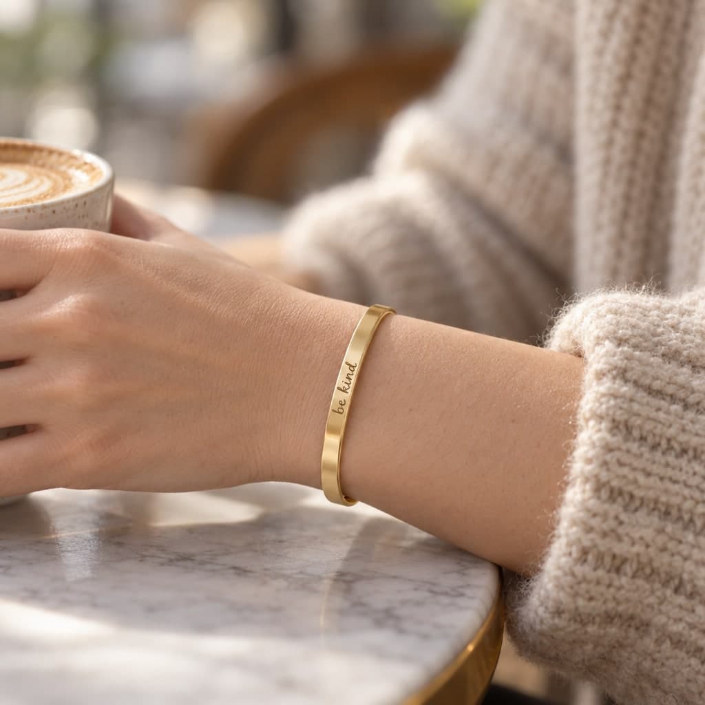 Custom Engraved Bangle Cuff Bracelet with Your Name or Logo