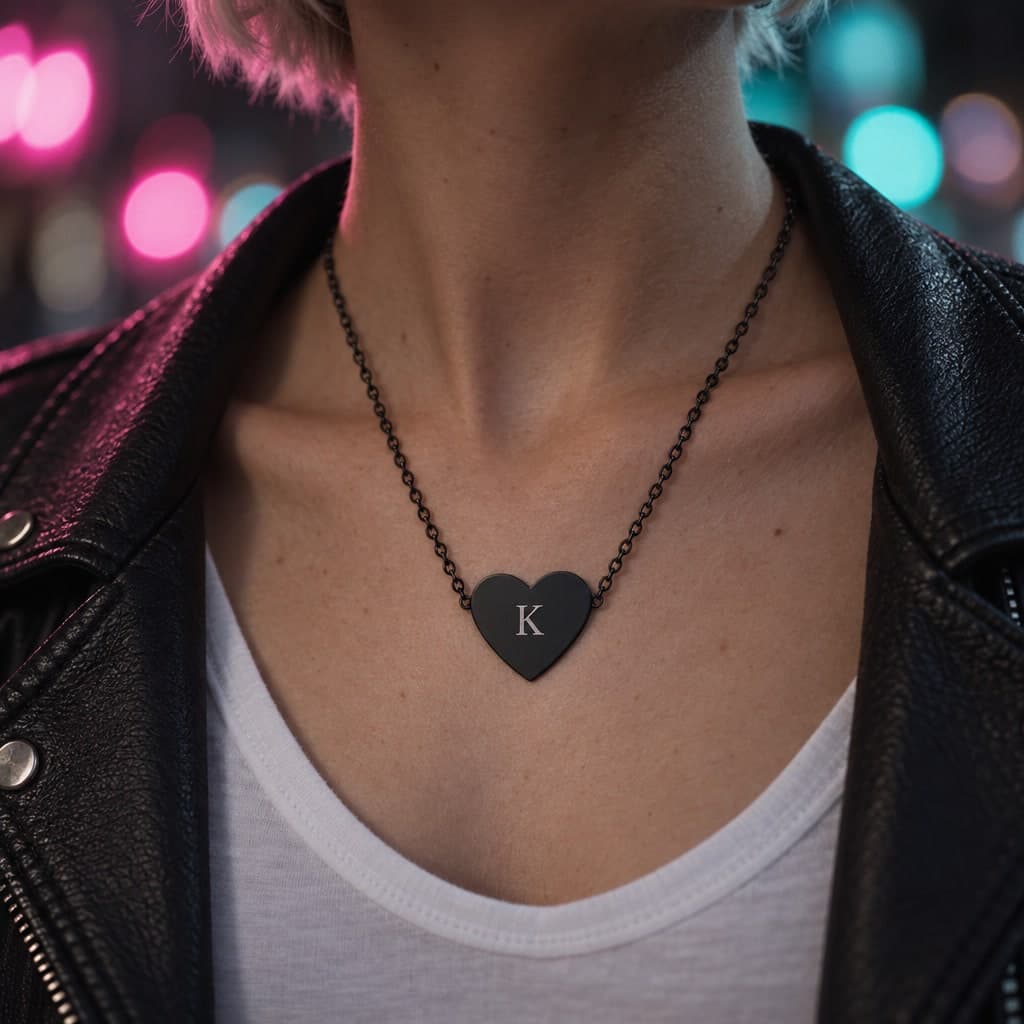 Custom Engraved Stainless Steel Heart Necklace with Your Name or Logo