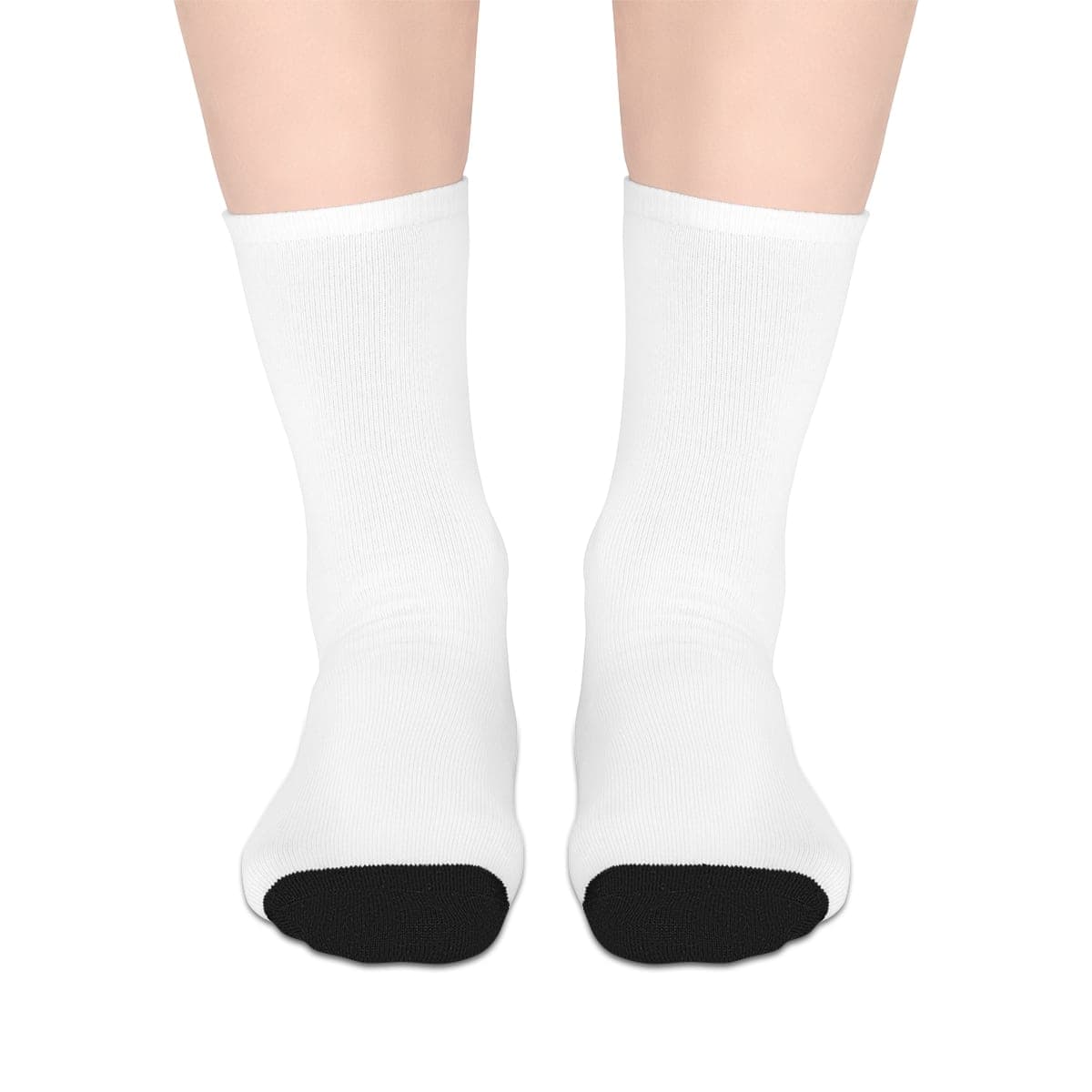 Custom Mid-Length Black Heel and Toe Socks with Your Photo or Text