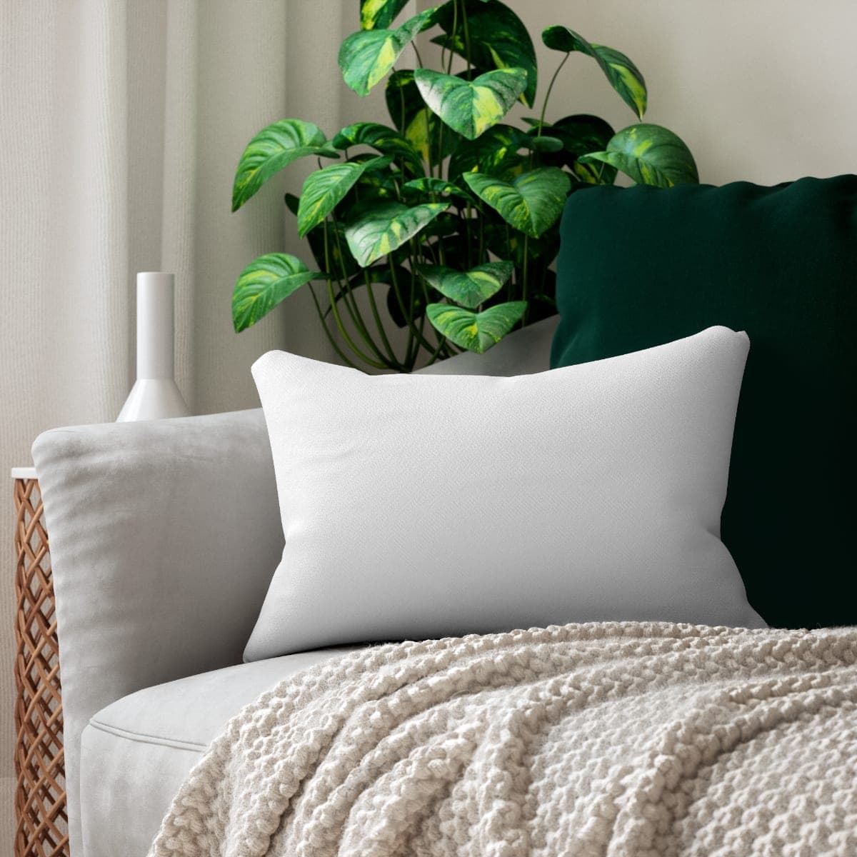 Custom Spun Polyester Lumbar Throw Pillow with Your Photo or Text