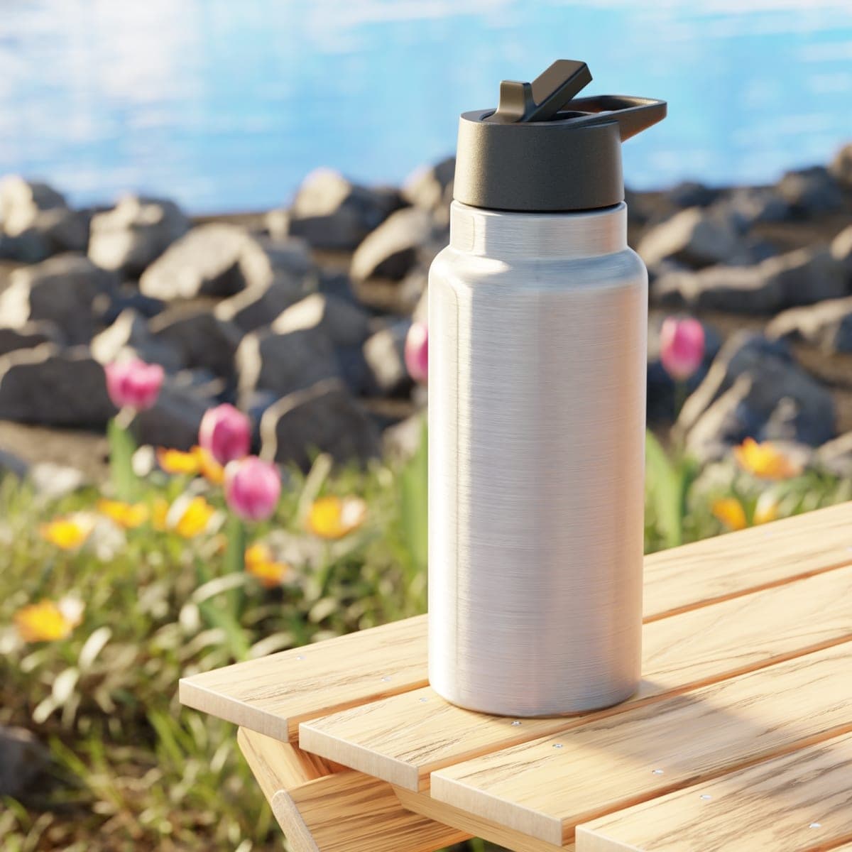 Custom 32 oz Silver Stainless Steel Tumbler with Your Photo or Text